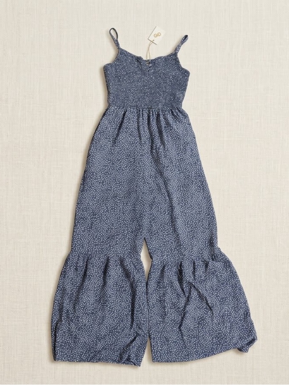 Japna Navy Printed Wide-Leg Jumpsuit Small